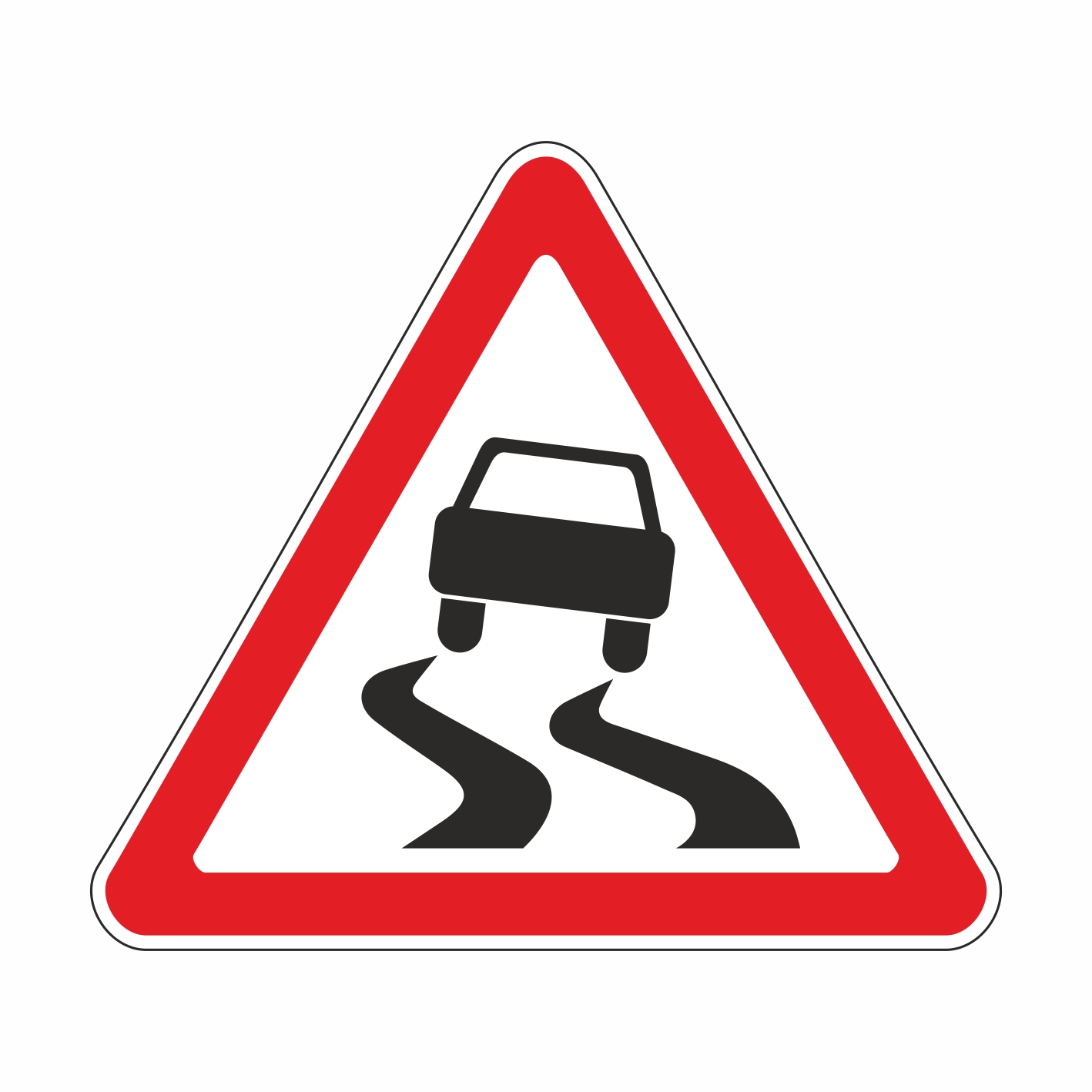 Дорожный знак осторожно скользкая дорога